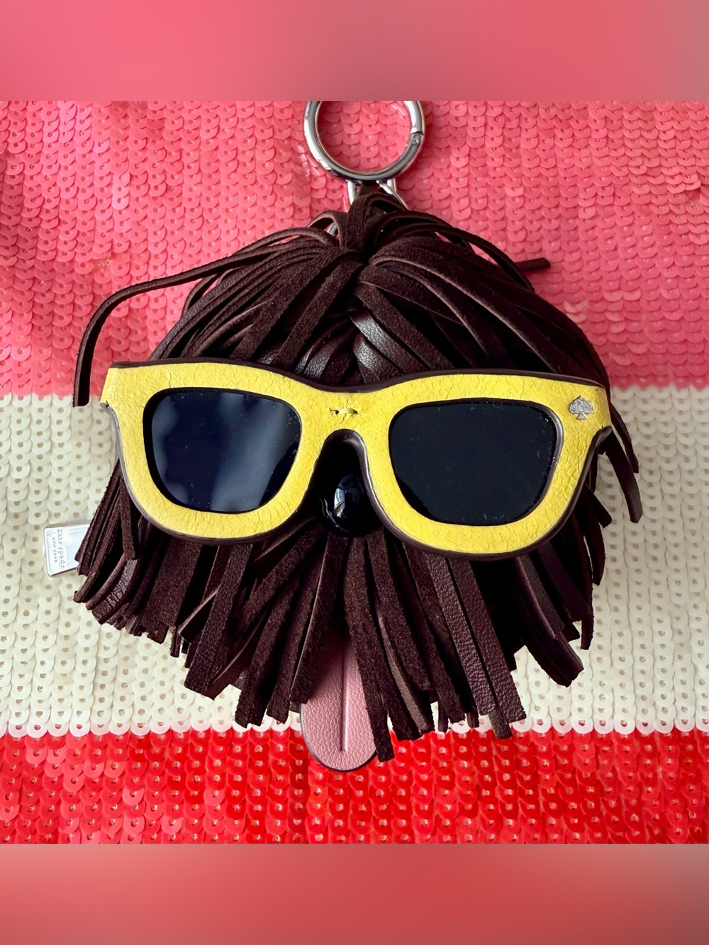 Kate Spade Shaggy Fabric And Fringed Suede 3D Coin Purse